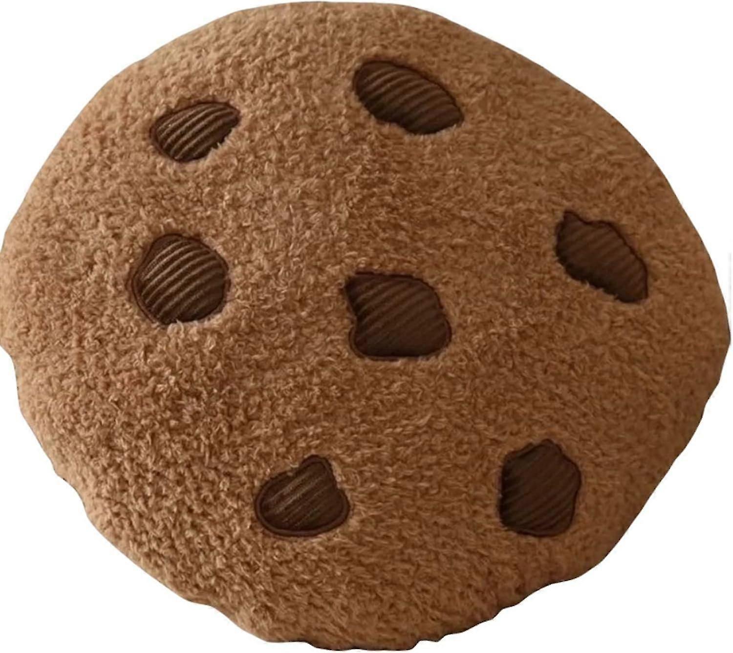 Round Throw Pillow Cookie Pillow, Creative Comfortable Soft Plush  Food Shaped Pillow with Photorealistic Design, Seat Pad Cushion (Brown, 11.02inch)