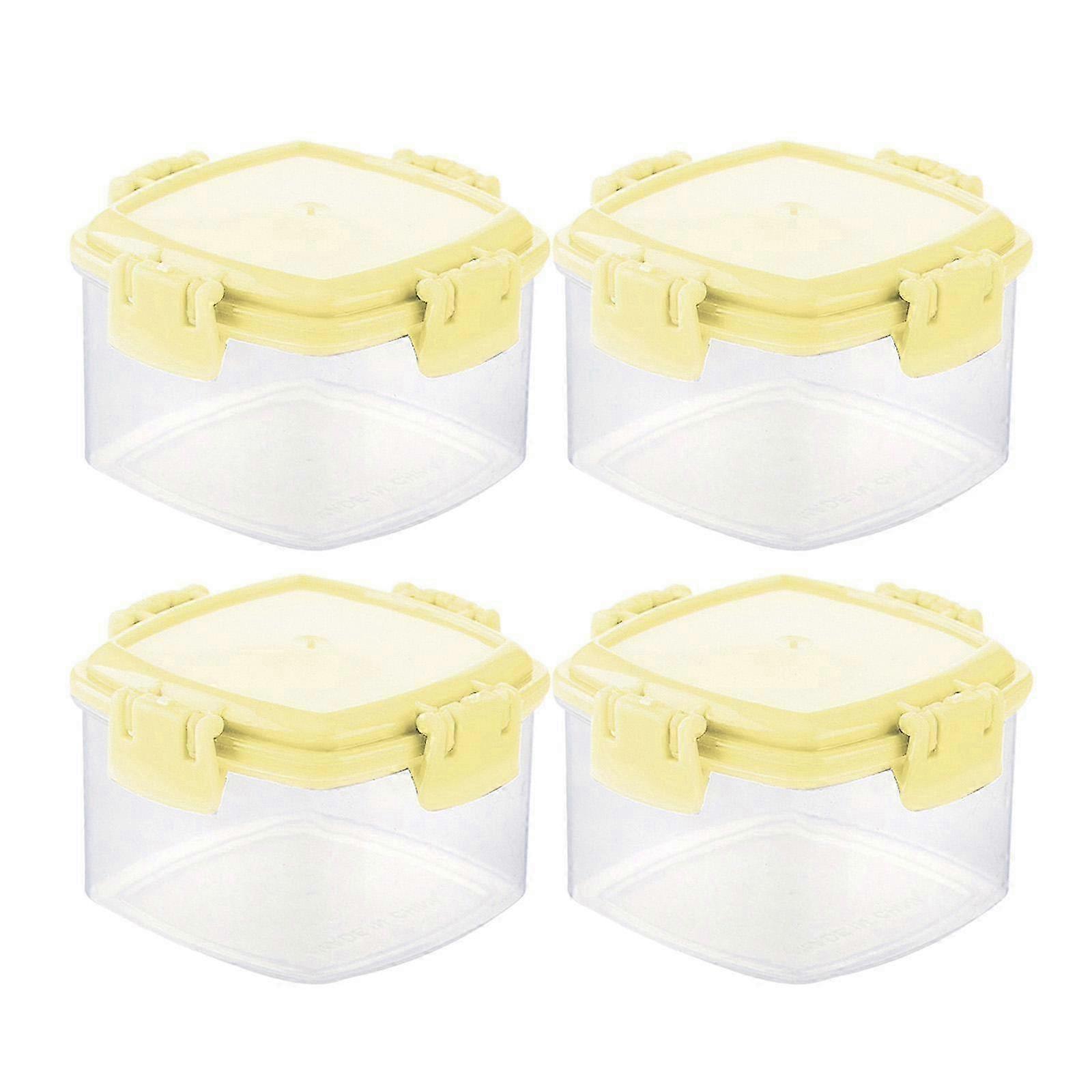 4 قطع زجاجات ضغط صغيرة ، برطمانات توابل فارغة ، زجاجات توابل شفافة متعددة الوظائف ، حاويات صغيرة للمشي لمسافات طويلة - اللون: أصفر مربع