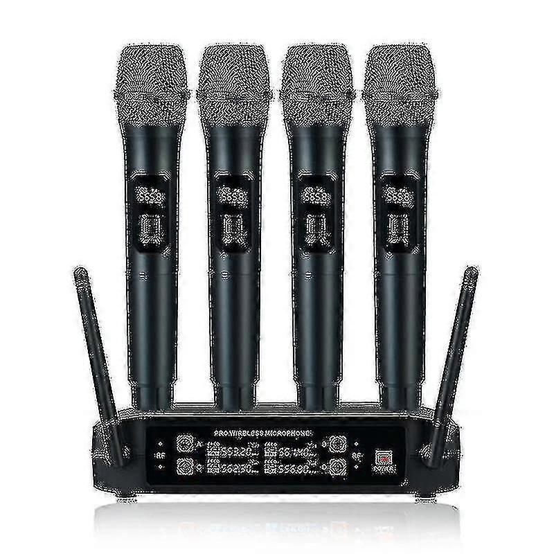 Wireless Professional Handheld 4-Channel UHF Dynamic Microphone with US Plug