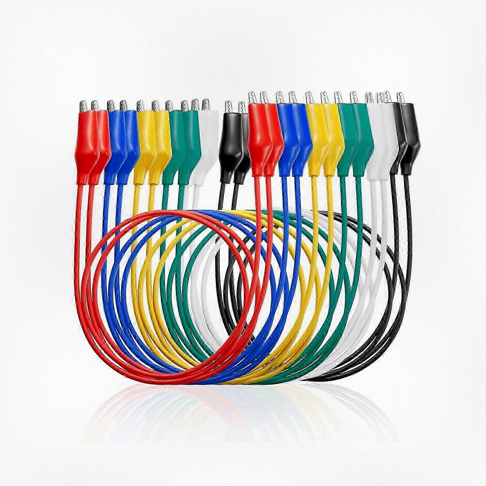 12PCS Premium Test Leads Set with Alligator Clips in 6 Colors, 22AWG Flexible Copper Wire for Compatible Test Probes, 13.7 Inches Jumping Wi