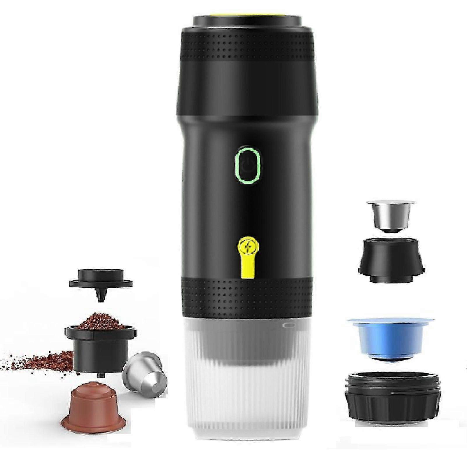 Kannettavat sähköiset espressokeittimet, 3-in-1 matkakapselikahvinkeitin retkeilyautoon, USB-lataus ja langaton lämmitys, ihanteellinen matkailuautoon, patikointiin, toimistoon