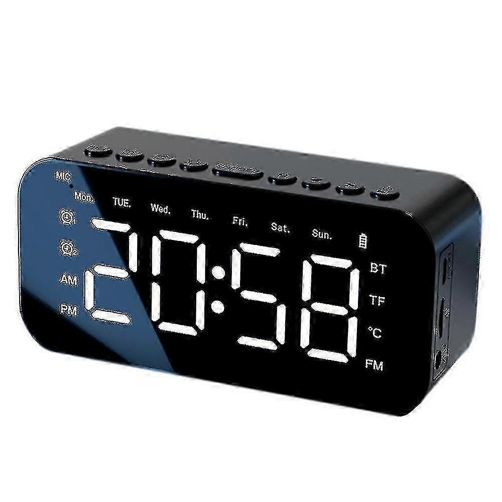 Digital Alarm Clock Mirror Wireless Bluetooth Alarm Clock Black