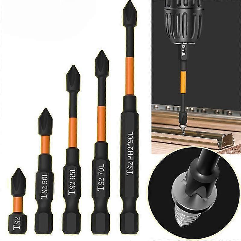 5PCS Magnetic Cross Screwdriver Head, 1/4 Inch Hexagon