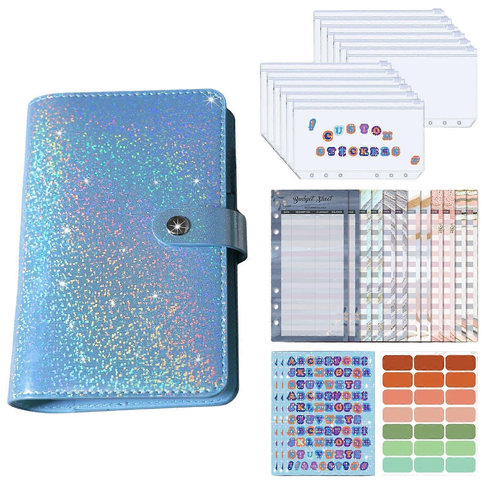 A6 PU kožený viazač Notebooky Binder Vrecká taška Planner modrá