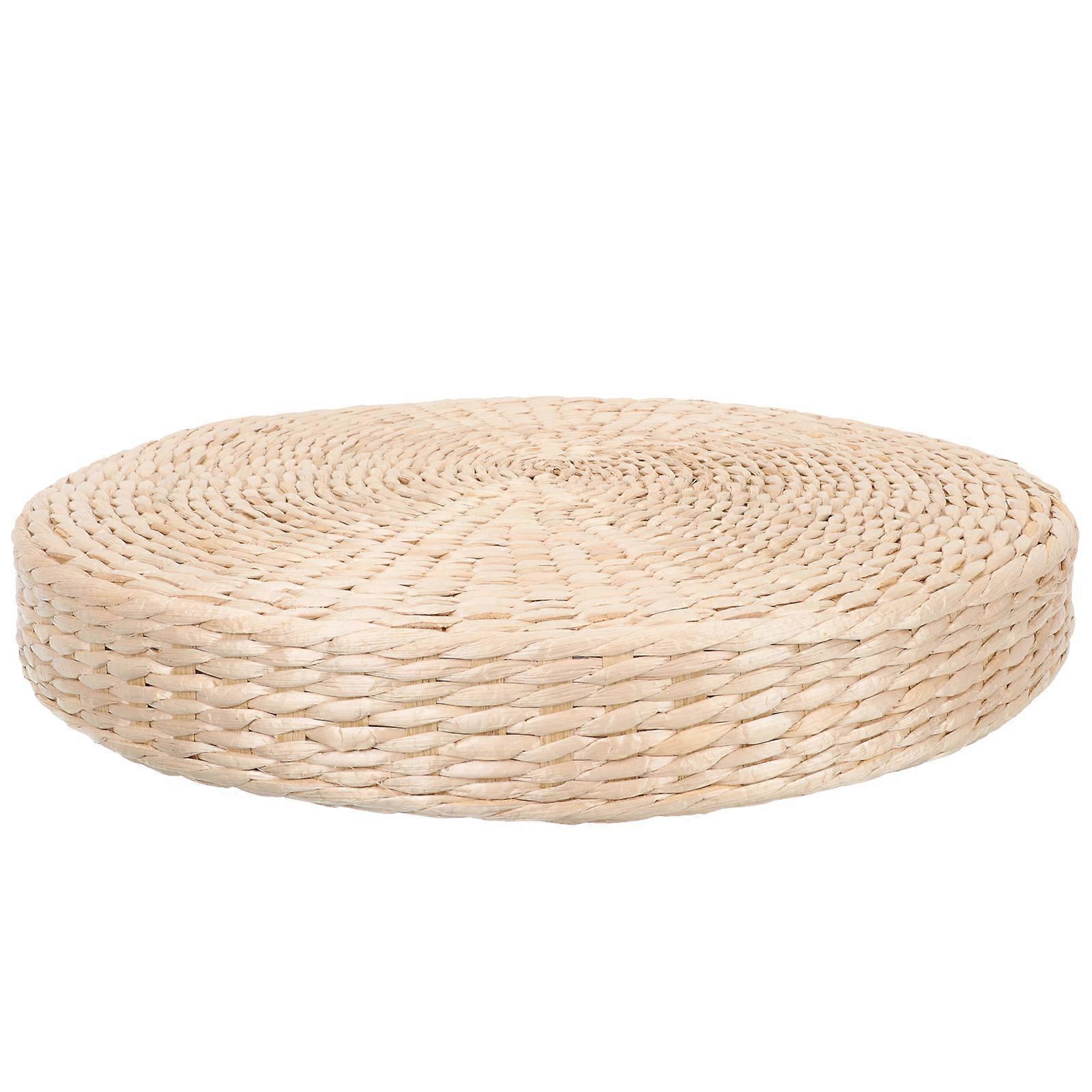 Japanese Style Woven Round Cushion Thick Tatami Floor Mat for Meditation Yoga Home Office Seating Pad