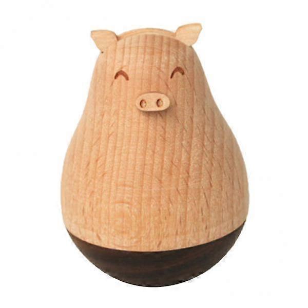 2X עץ עקשן דמות חיה צעצוע בית משרד שולחן תפאורה חזיר