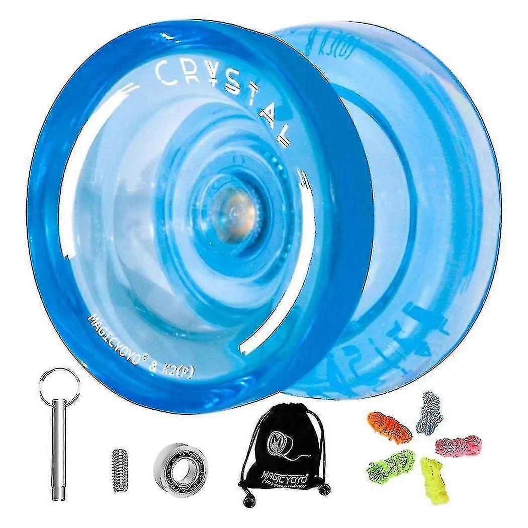 Dual Responsive and Unresponsive Yo-Yo for Intermediate Players, Convertible Design with Replacement Bearing, Blue Crystal Yoyo