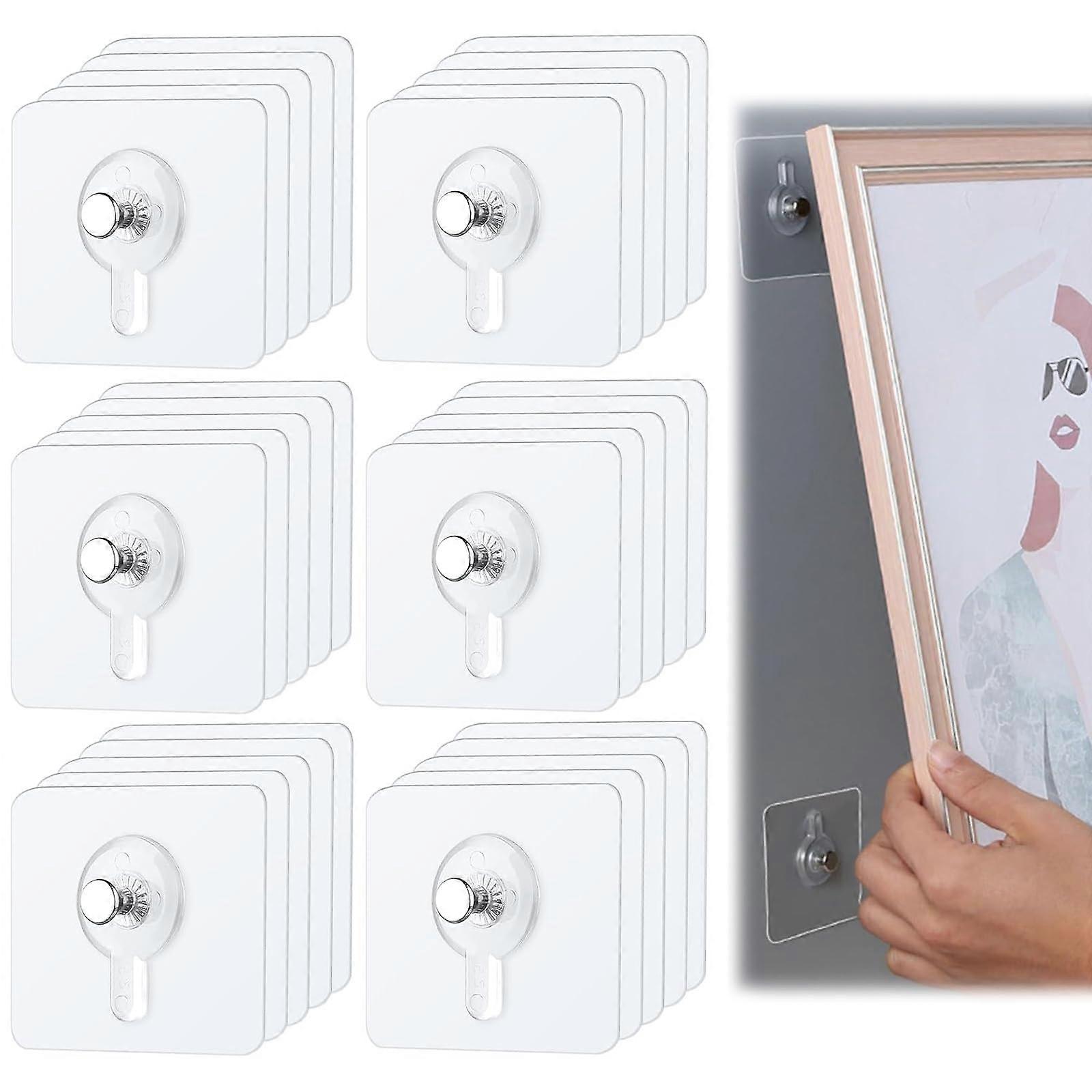 Self-Adhesive Picture Hooks Pack of 30, 6x6 cm No-Drill Wall Hooks, 5 kg Load Capacity for Frames and Home Decor