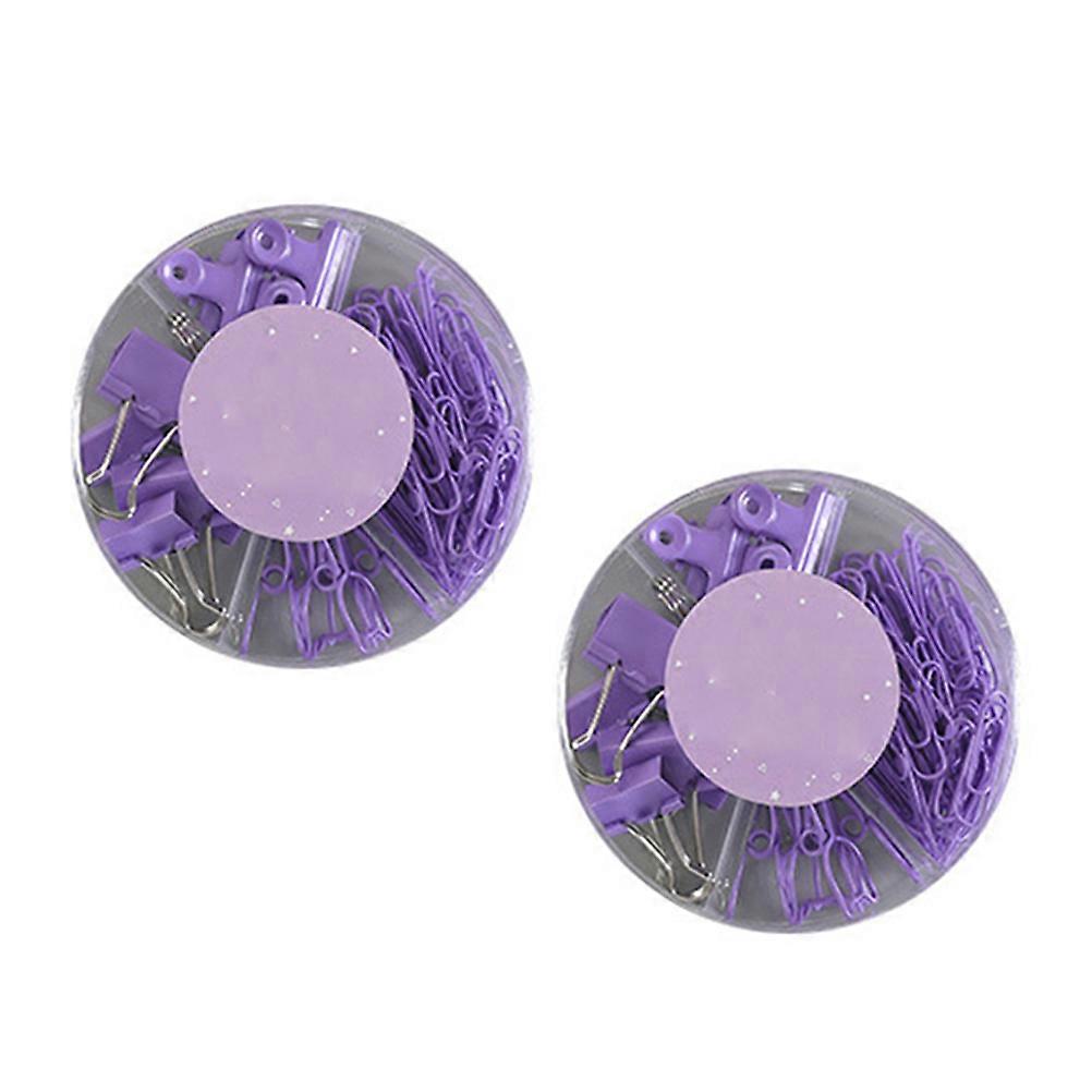 Cute Binder Clip Paper Document Clip Multifunctional Metal Paper Holder for School Office Home Purple 2Sets
