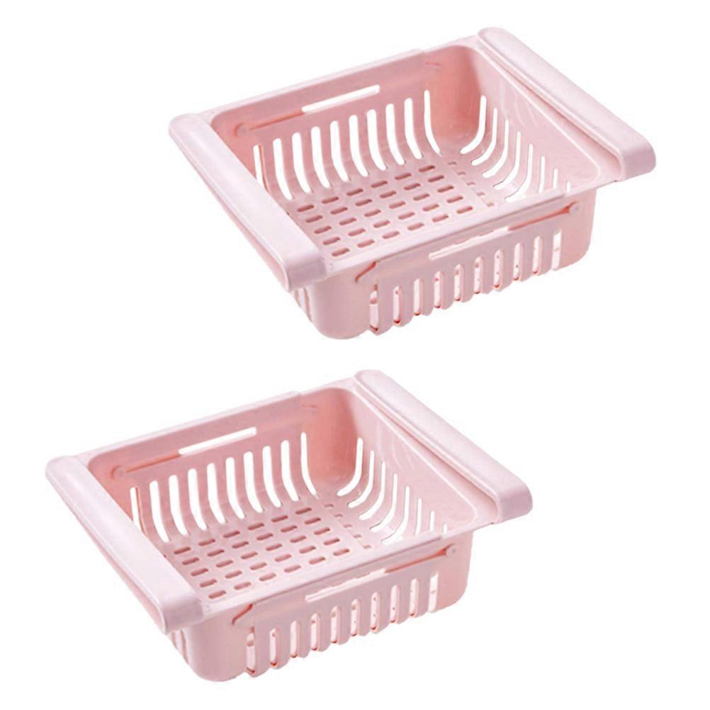 Retractable Refrigerator Box Pink 21x16cm Prevent Growth Space-saving 2Pack