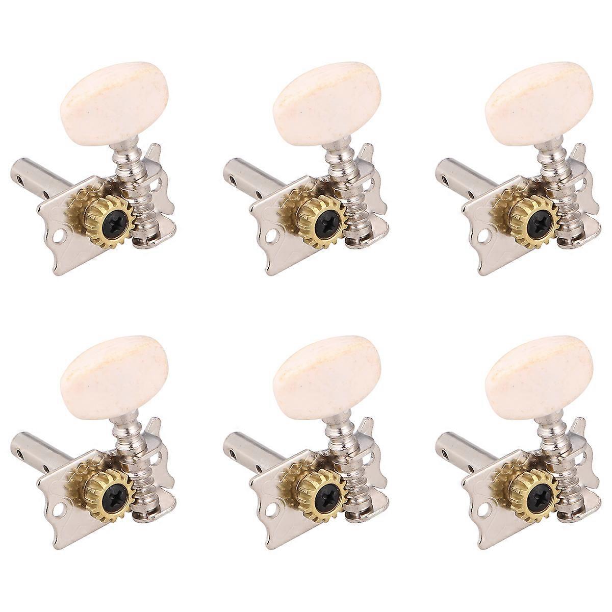 Silver Guitar Tuning Pegs Acoustic Guitar Unit Knob for String Rolling 6Pcs