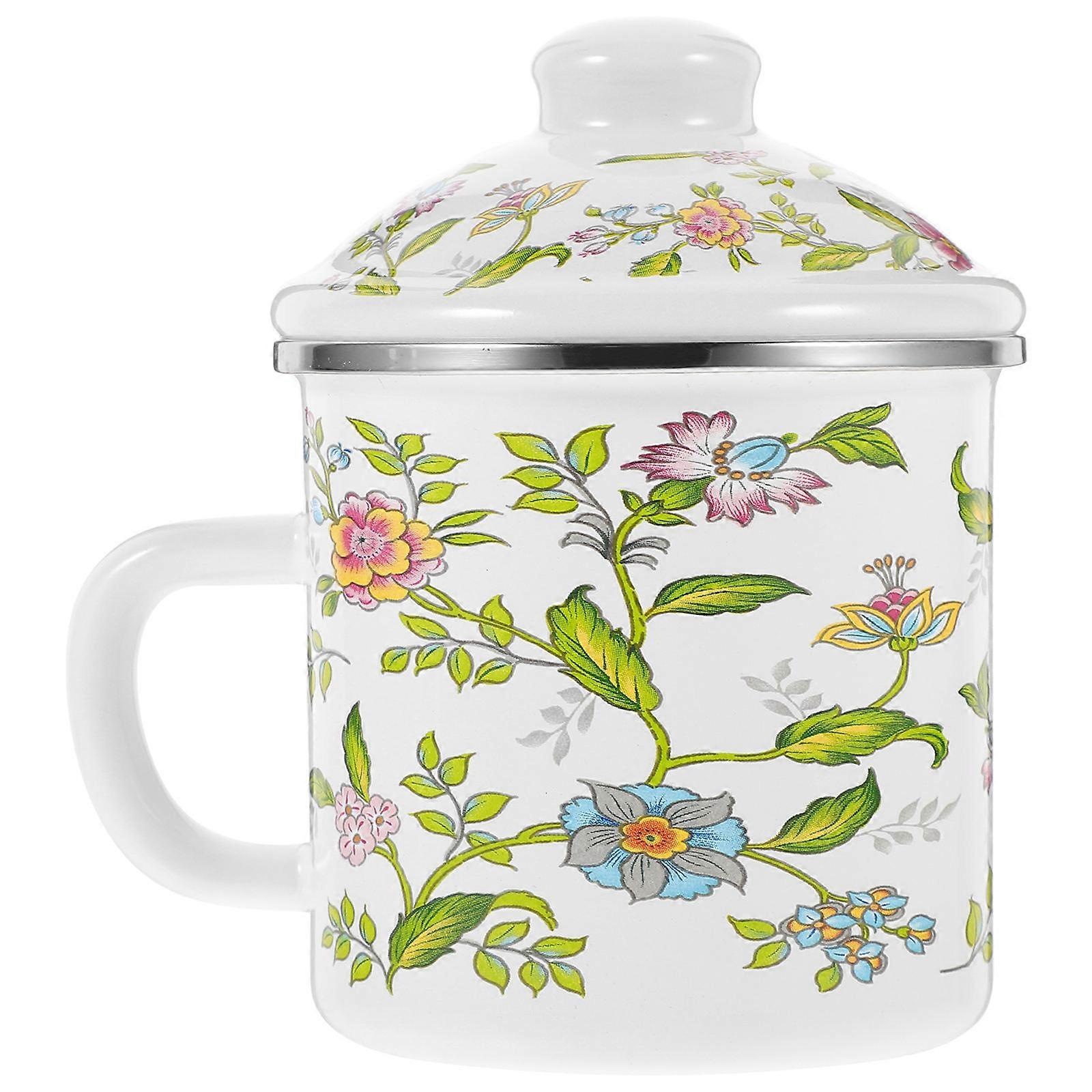Vintage Coffee Mugs Enamel Coffee Tea Mug Daily Use Round with Handle Easy to Clean 1Pack