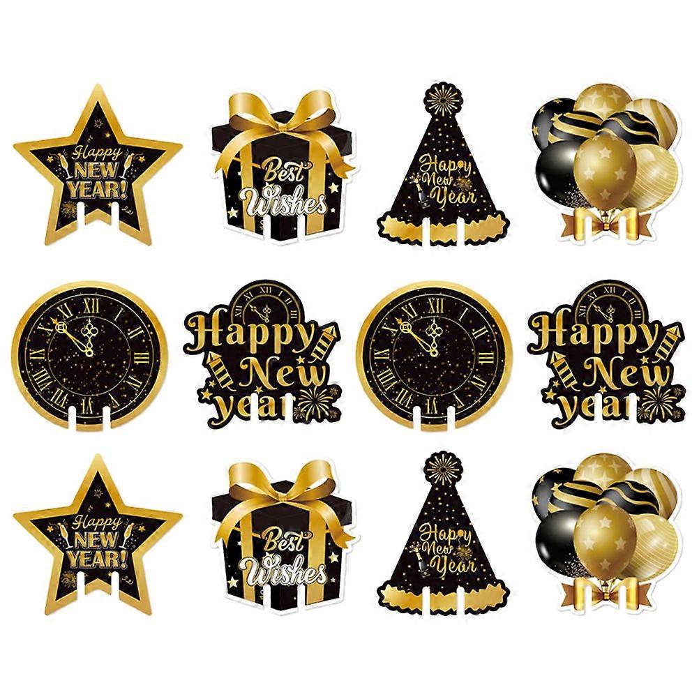 New Year Decorations Cup Cards Party Atmosphere Rectangular Shape Paper Material Identifier 24 Pieces