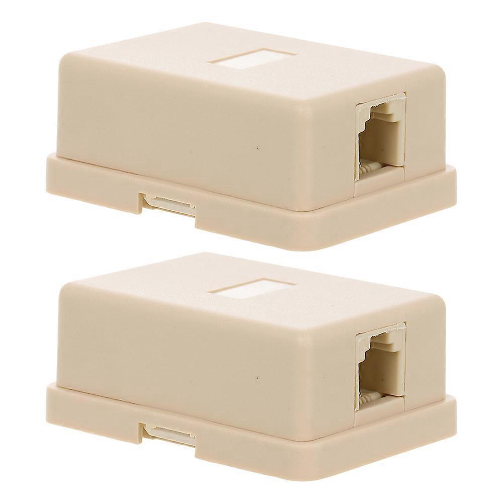 Line Splitter Telephone Junction Box Fax Machines Beige 5.40X3.90X2.10CM Device Connection 2Pcs