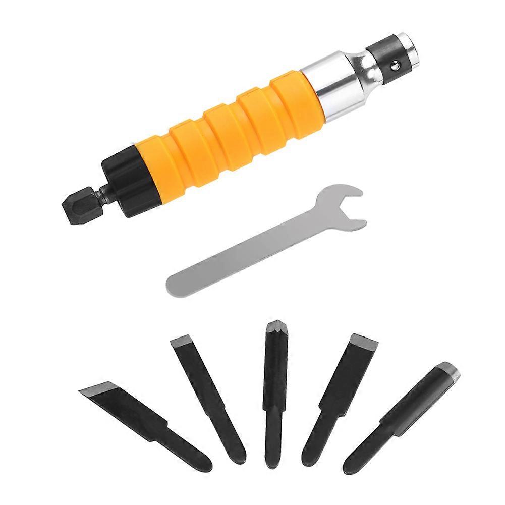 Electric Woodworking Engraving Chisel, Engraving Tool with 5 Blades and 1 Wrench
