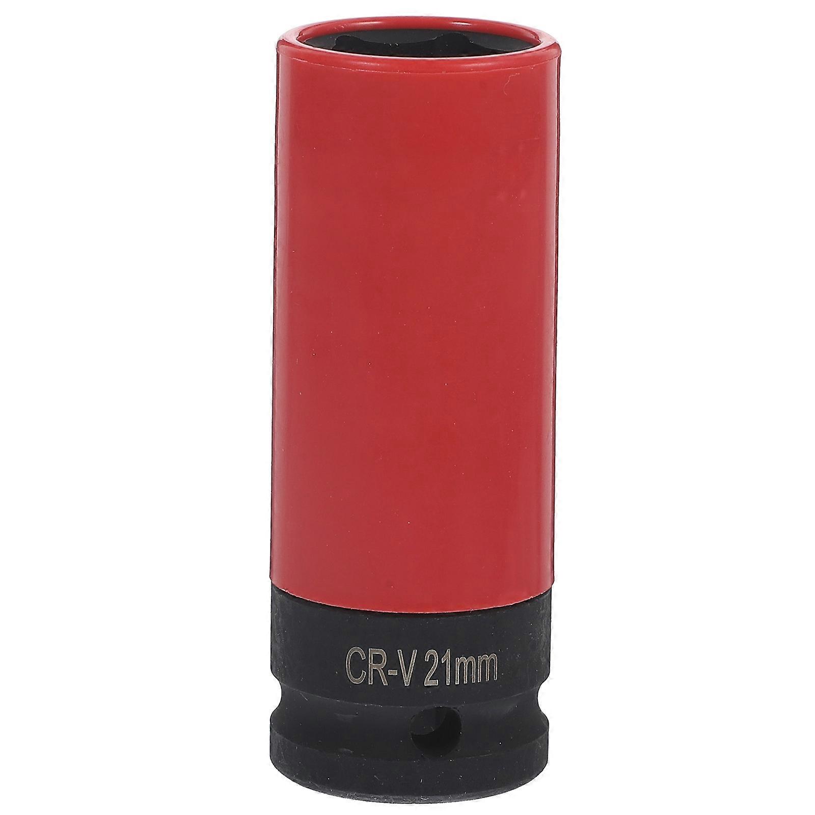 Tire Lug Nut Socket Set High-Strength Wall Wheel Protector Nut Socket 21mm 1/2-Inch For Diy Enthusiast Tools Red 1Pack