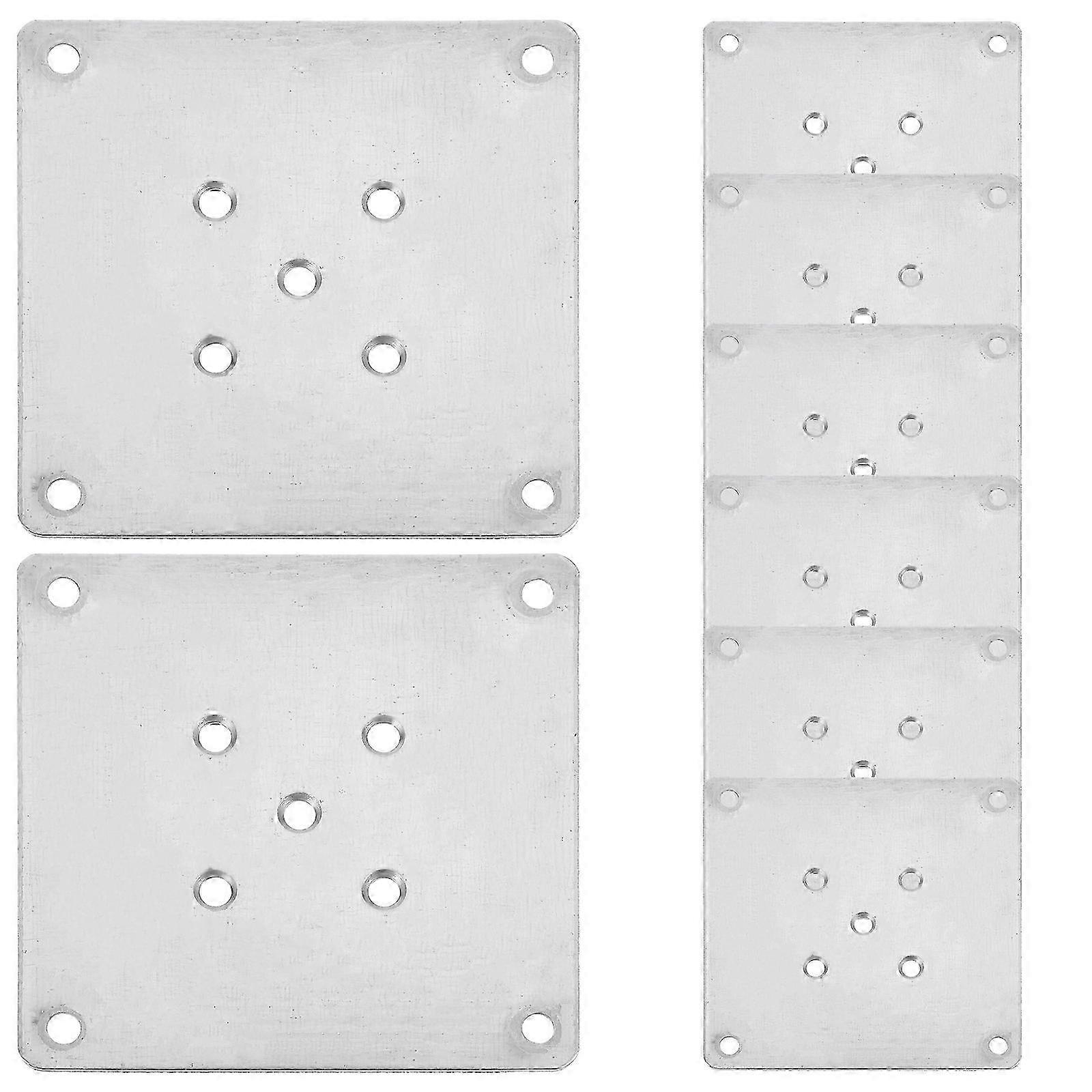 8pcs 5-hole Table Leg Bracket Flat Mounting Plate 10x10x0.2cm Silver