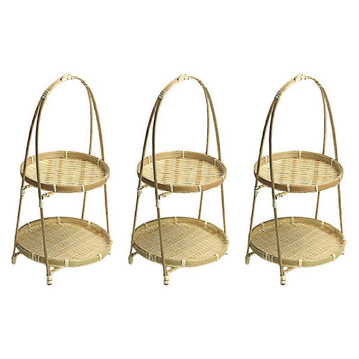Bamboo Weaving Wicker Baskets Dish Storage Fruit Bread Food