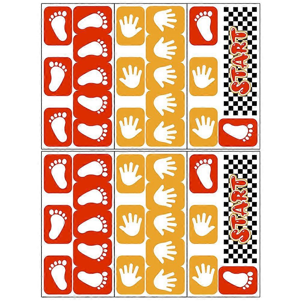 6 Sheets of PVC Footprint Stickers Kids Floor Hand Print Stickers Colorful Footprint Decals