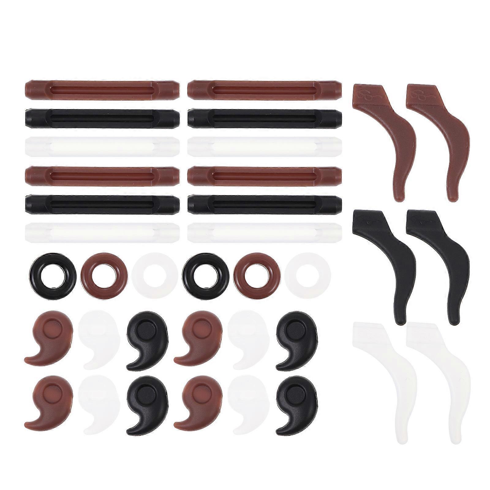 Soft Tip For Glasses Eyeglass End Tips Prevent Glasses from Falling Off Ear Socks Pieces Silicone Black Gymnastics Family 24 Pairs
