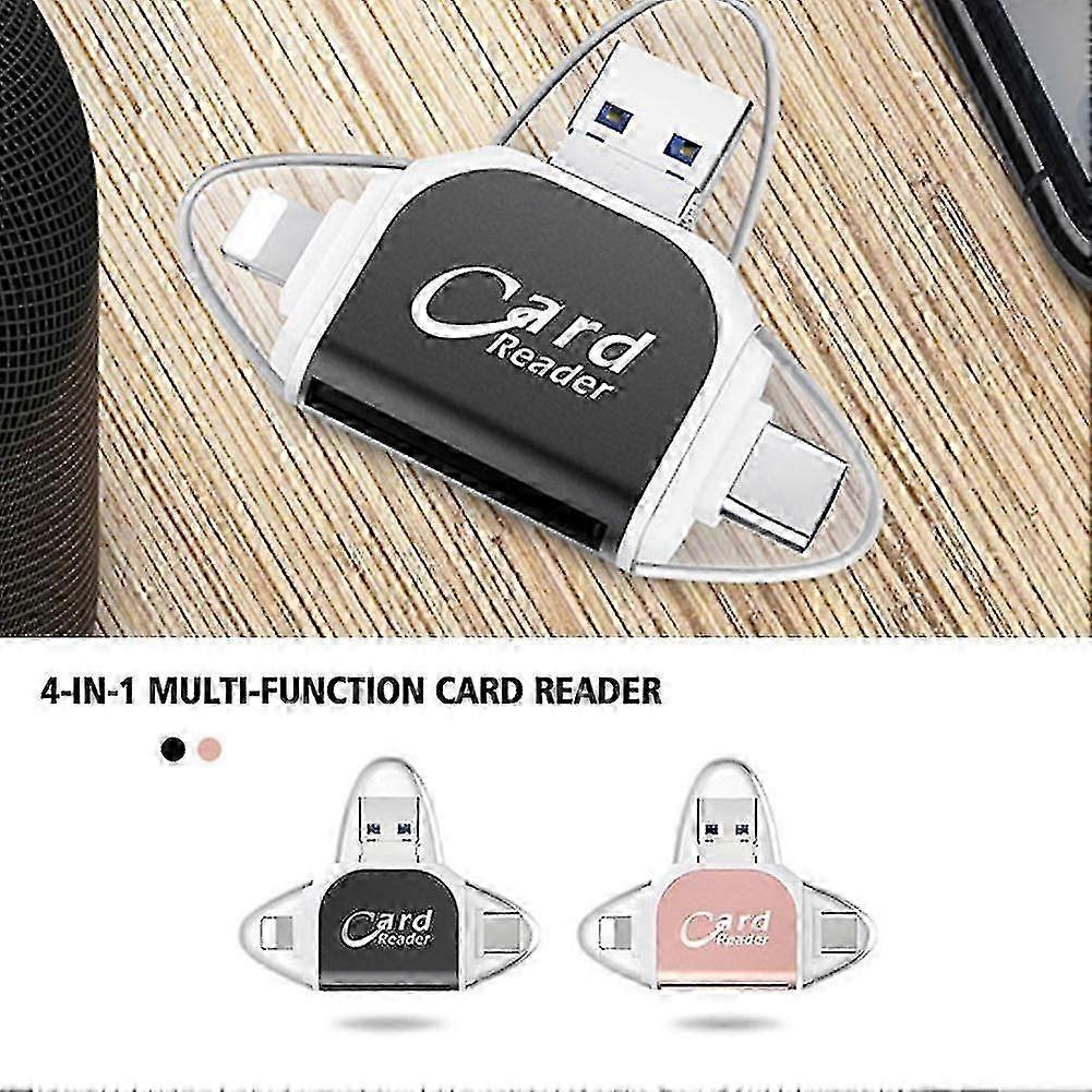 2024 NEW Multi Port 4 in 1 Universal Card Reader, Portable Memory Card Reader Compatible with Various Devices