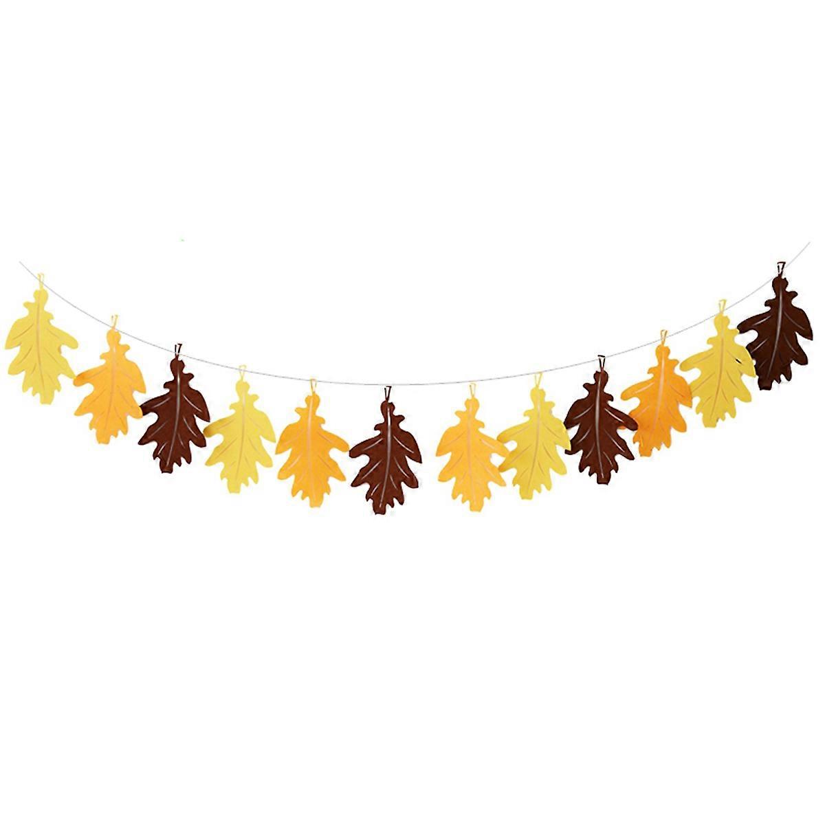 人工秋のガーランド黄色の葉ホオジロ感謝祭のパーティーの葉の形不織布1セット