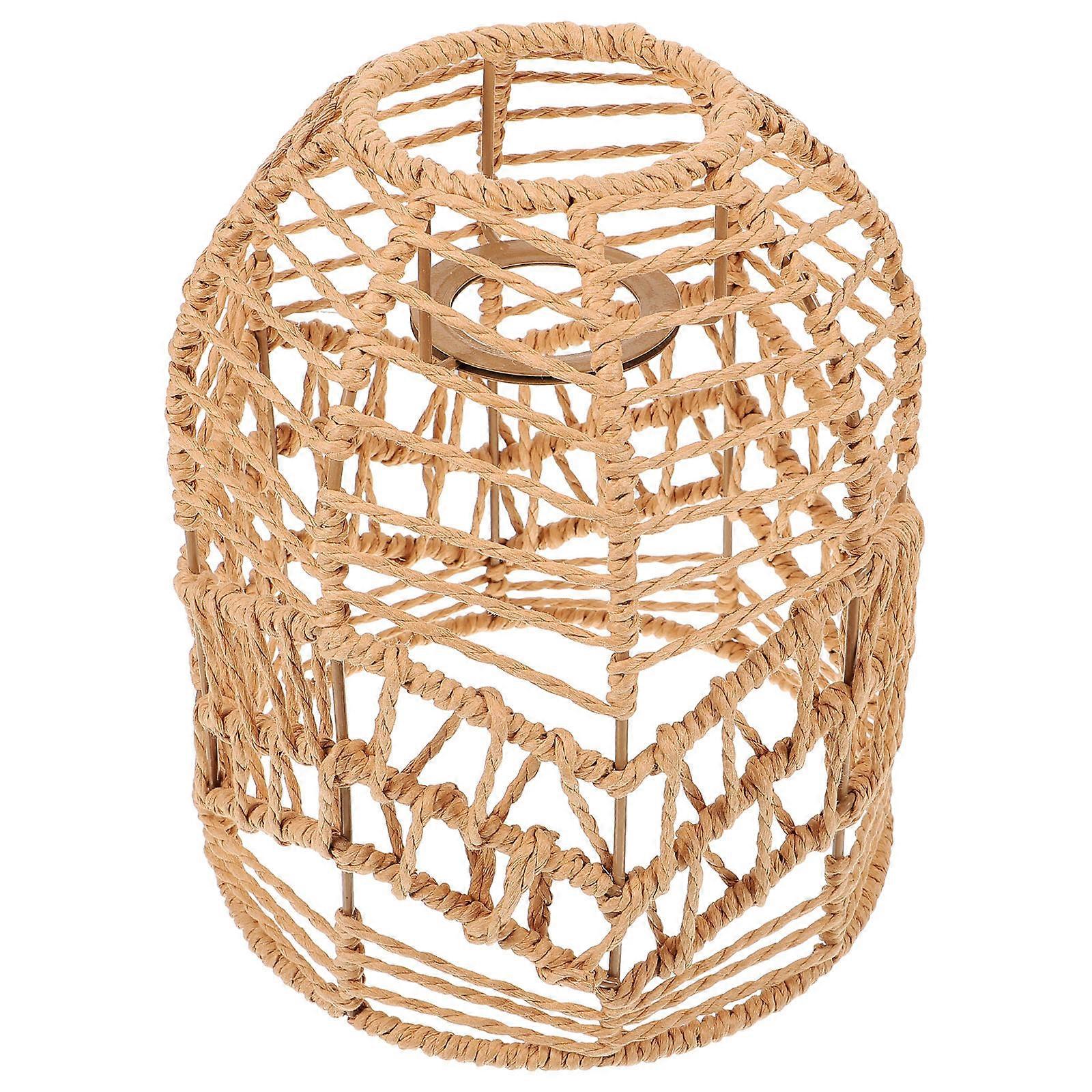 Basket Light Shade Pendant Lampshade Rustic Lamp Shade for Farmhouse Bedroom Khaki 20X17CM Decorative 1Pack