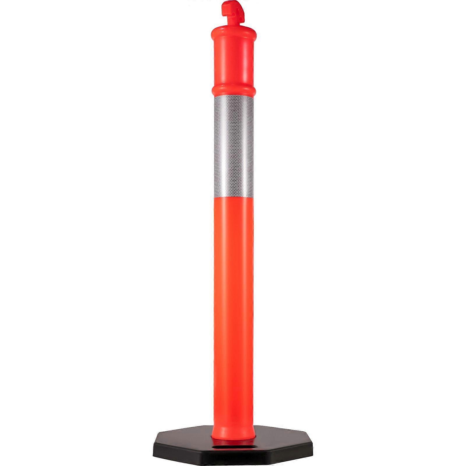 3Pack Traffic Delineator Posts 44 Inch Height, Orange Delineator Cones with Rubber Base 16 inch, PE Delineator Post Kit