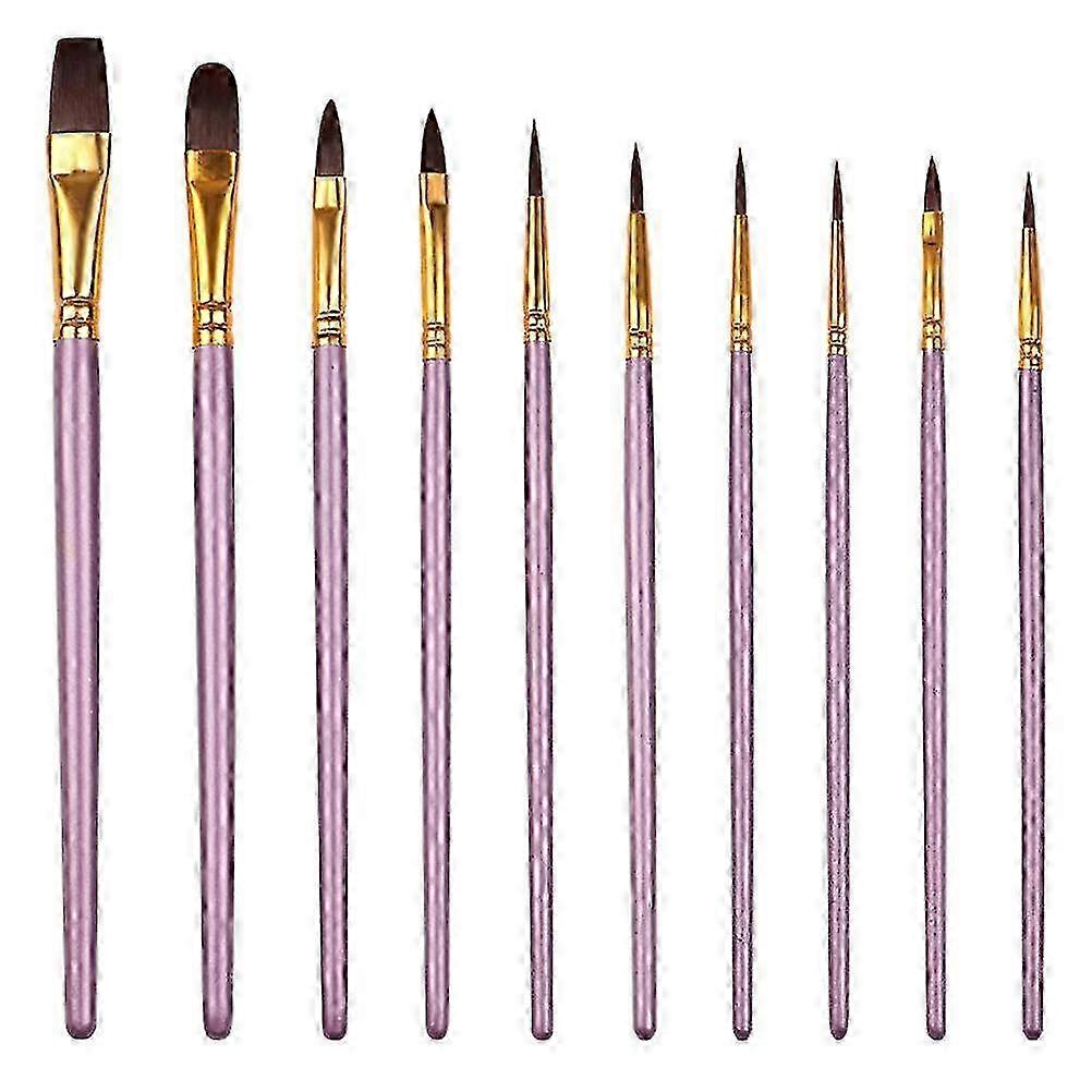 10pcs Nylon Gouache Painting Brush Stylish Watercolor and Oil Brush (Violet)