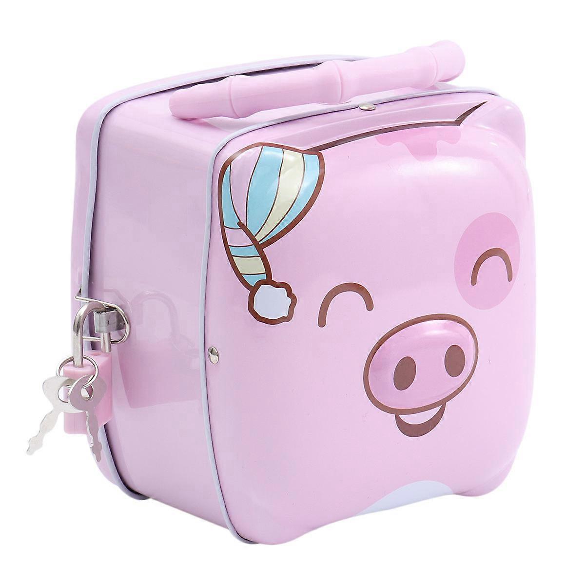 لطيف صندوق نقود حديد لتخزين العملات المعدنية جرة تصميم محمول وردي لتشجيع عادات الادخار