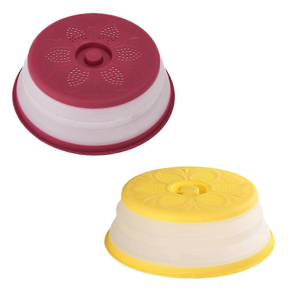 Collapsible Microwave Plate Cover with Steam Holes for Kitchen Use 2pcs Assorted Color