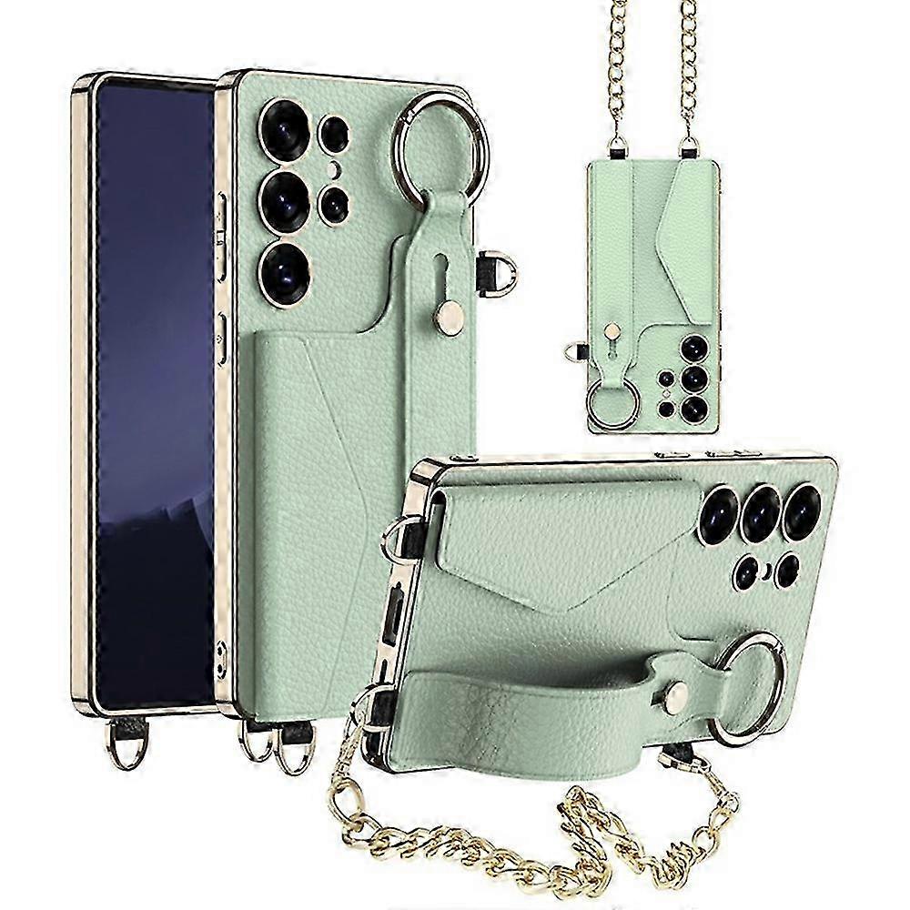 Case for Compatible Device TPU+PC+PU Phone Cover with Kickstand Card Holder Strap