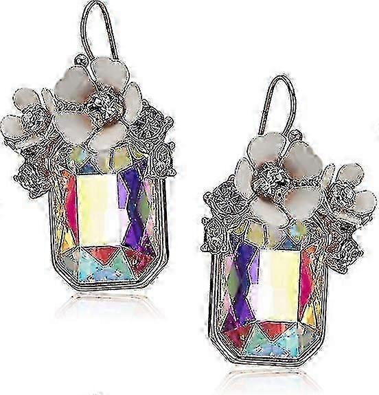 Flower Cluster Stone Dangle Earrings