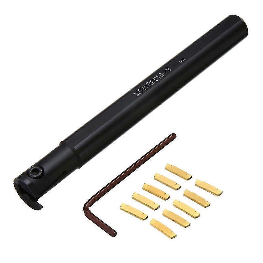 10Pc Mgmn200 Carbide Insert + 1Pc High Clamping Force Mgivr2016-2 Lathe Turning Tool + Wrench Machi