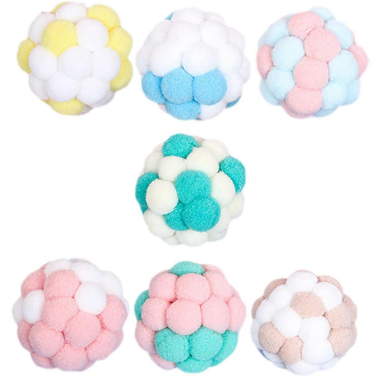 6 pieces cat toys with colorful plush balls and bells, interactive toys for indoor cats and kittens, promotes exercise for small pets.