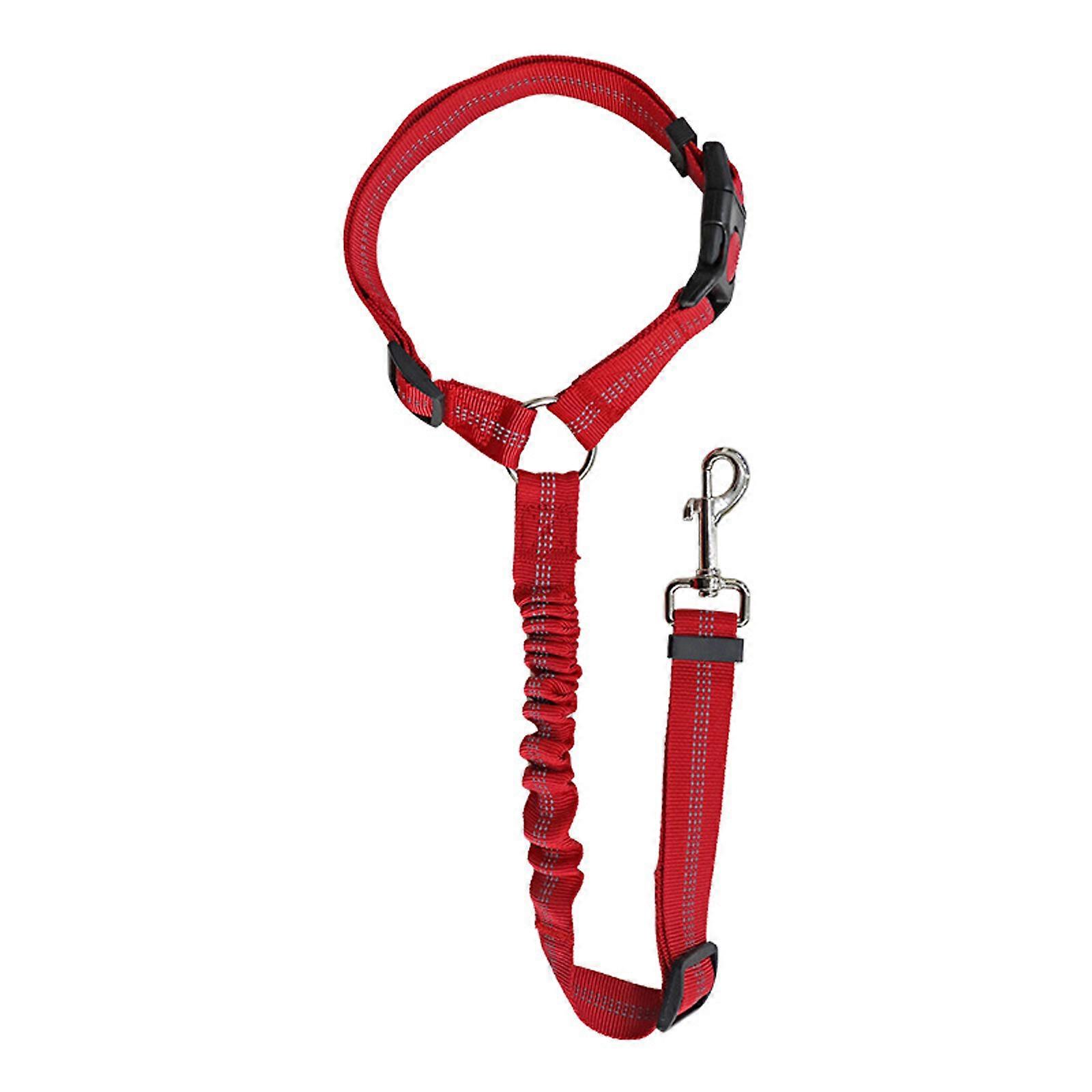 Elastic Dog Car Restraints Adjustable Nylons Safety Harness Reflective Leashes For Small Medium Pet Vehicle Travel Security Red