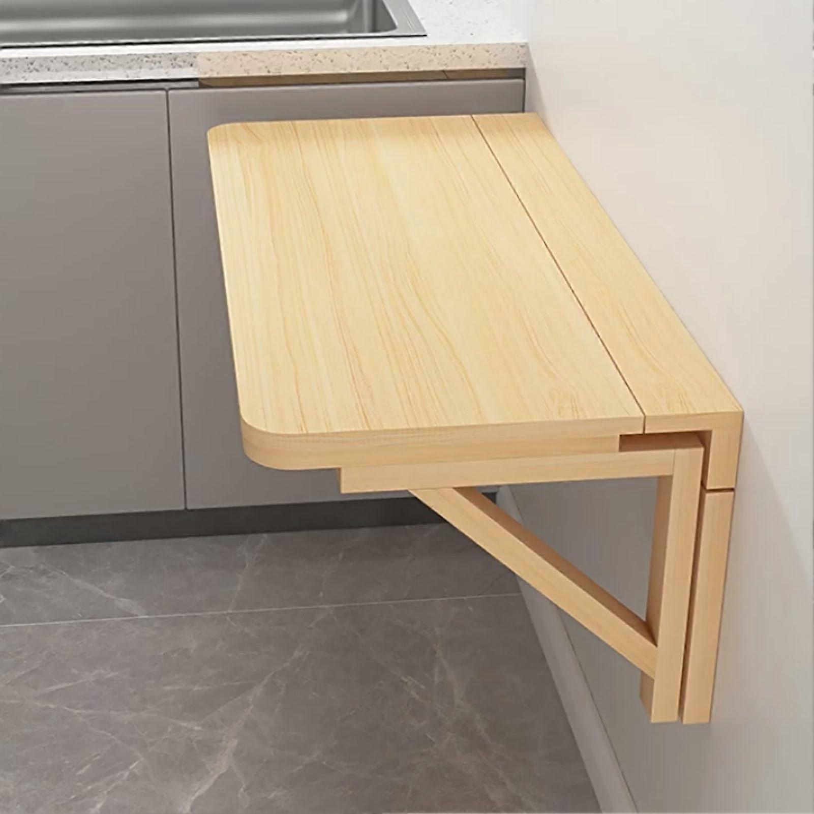 Wallmounted folding table with brackets, foldable kitchen table for small spaces, floating laundry room hanging table (Size: L120xW60cm/L47xW24in)