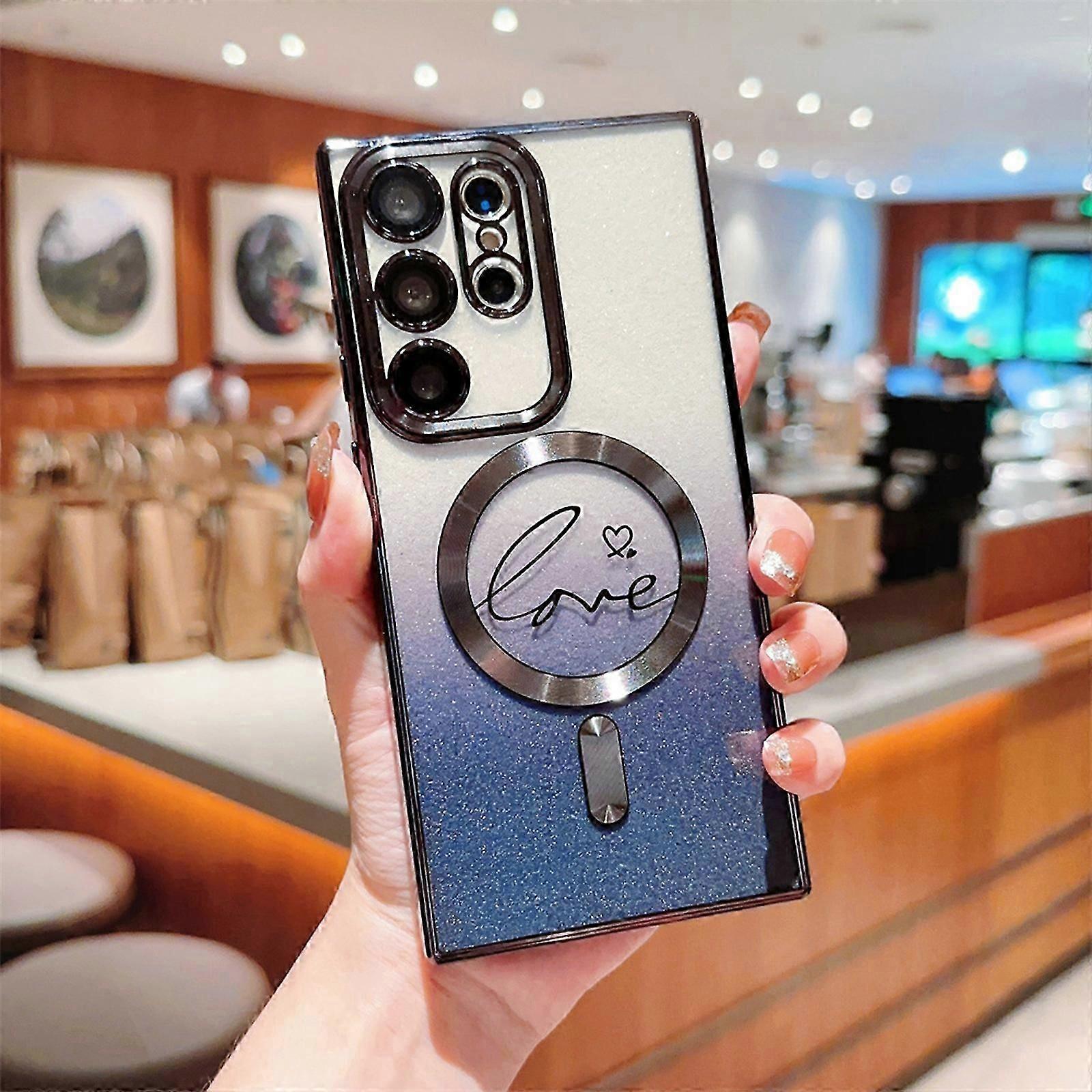 Electroplated Magnetic Case for Samsung Galaxy S24 , Gradual Change Clear with Camera Lens Protector Full Protection Cover