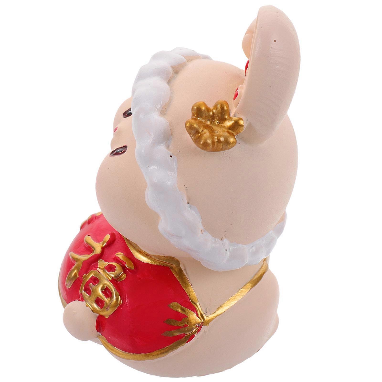 Mini Resin Bunnies Delicate Design Resin Rabbit Figurine Car Ornament For Rabbit Year 1Set