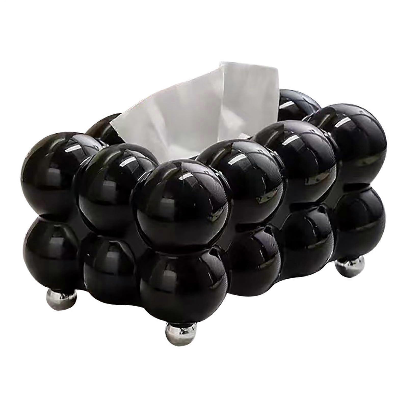 Creative Tissue Holder Rectangular Tissue Box Organizer for Car Bathroom Office Restaurant Black with Base