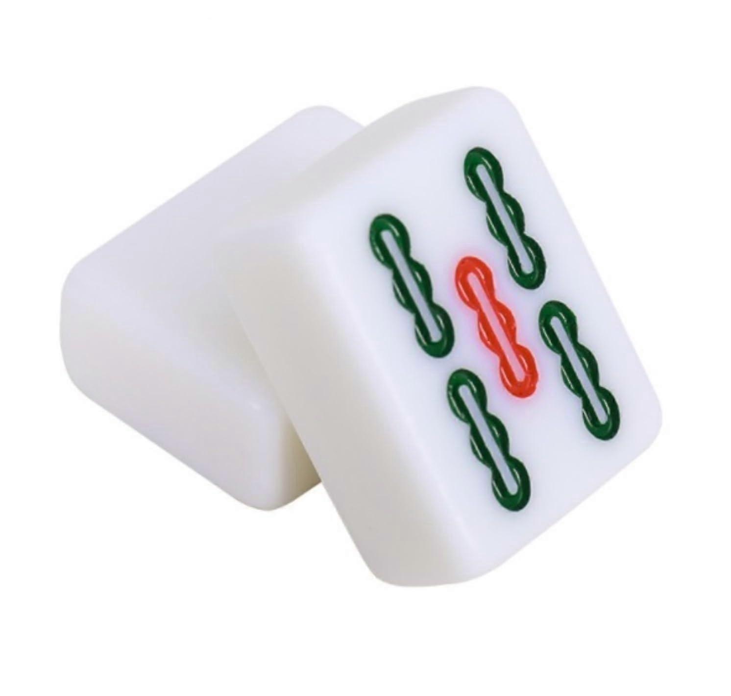 Chinese Mahjong Tiles Chinese Mahjong Set Melamine Stones 30mm Multicoloured with Storage Bag and Ruler (White)