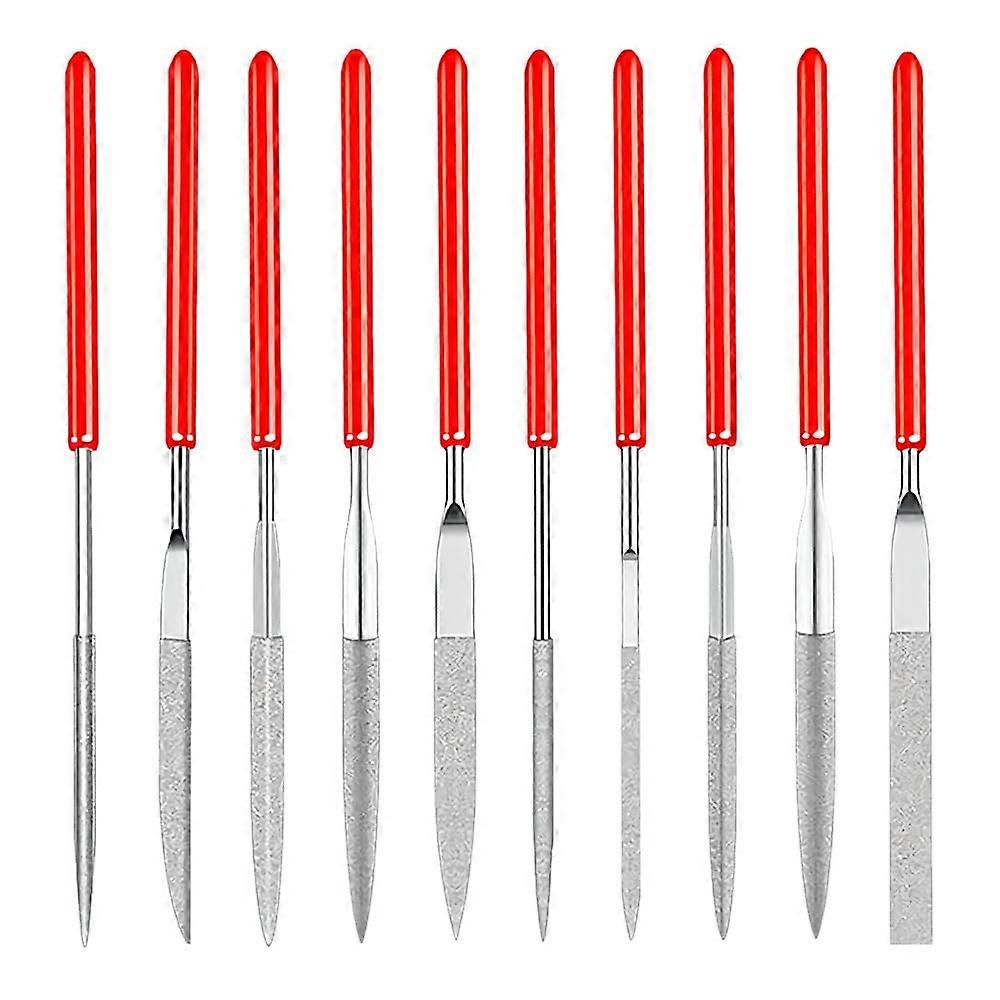 Mini Diamond Needle Files Set - 2x100mm Fine Mini Files for Wood, Metal, Plastic, and Jewelry - 10 Models Included