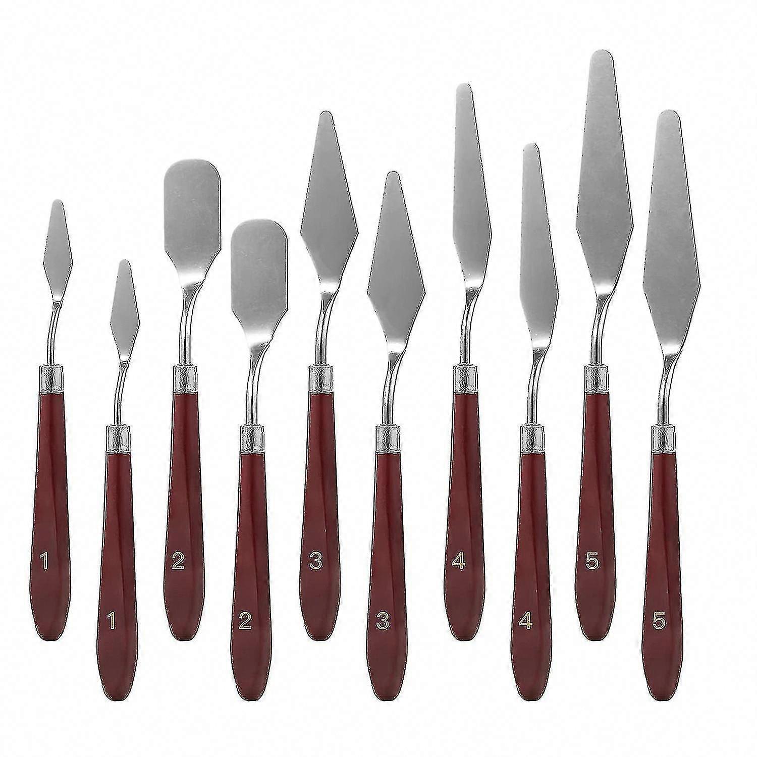 10 قطع الفولاذ المقاوم للصدأ لوحة سكين مجموعة للرسم الزيتي ، مكشطة مرنة وسكين صينية