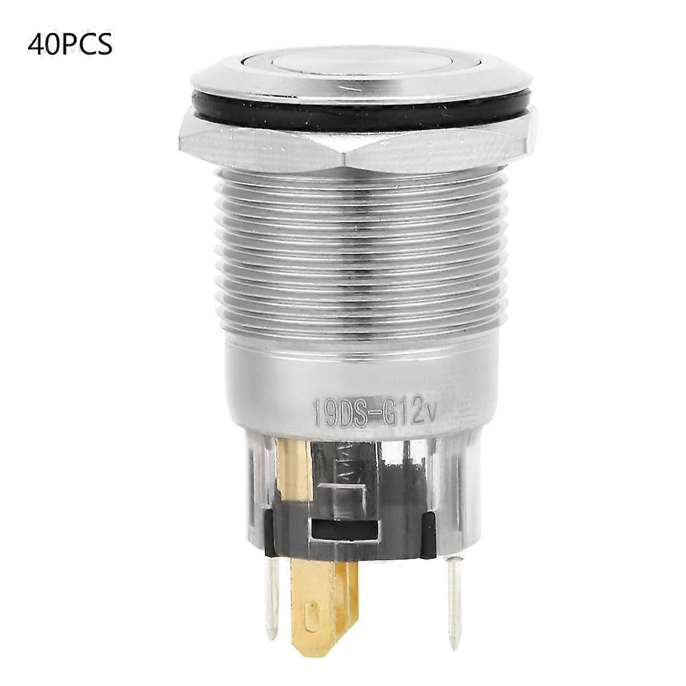 40Pcs Self locking Type Flat Ring Head with Light Nickel Plated Brass Button Switch(green)