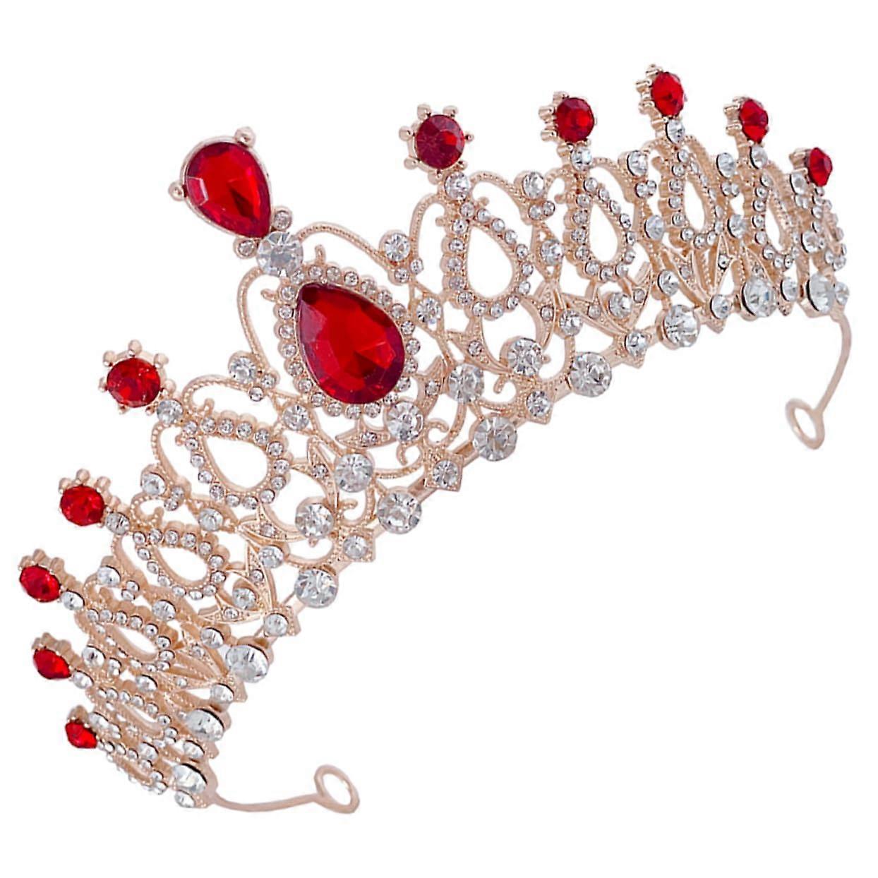 Crystal Crown Tiara Children's Crowns Party Sparkle with Rhinestones Zinc Alloy Red