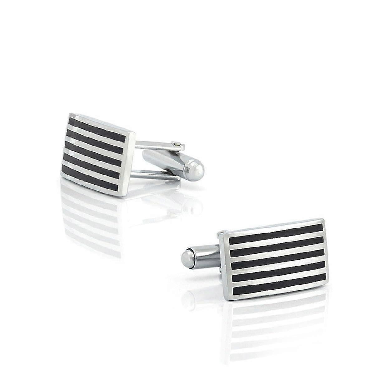 Rectangular striped enamel metal cufflinks with baked color for French cuff shirts for men.