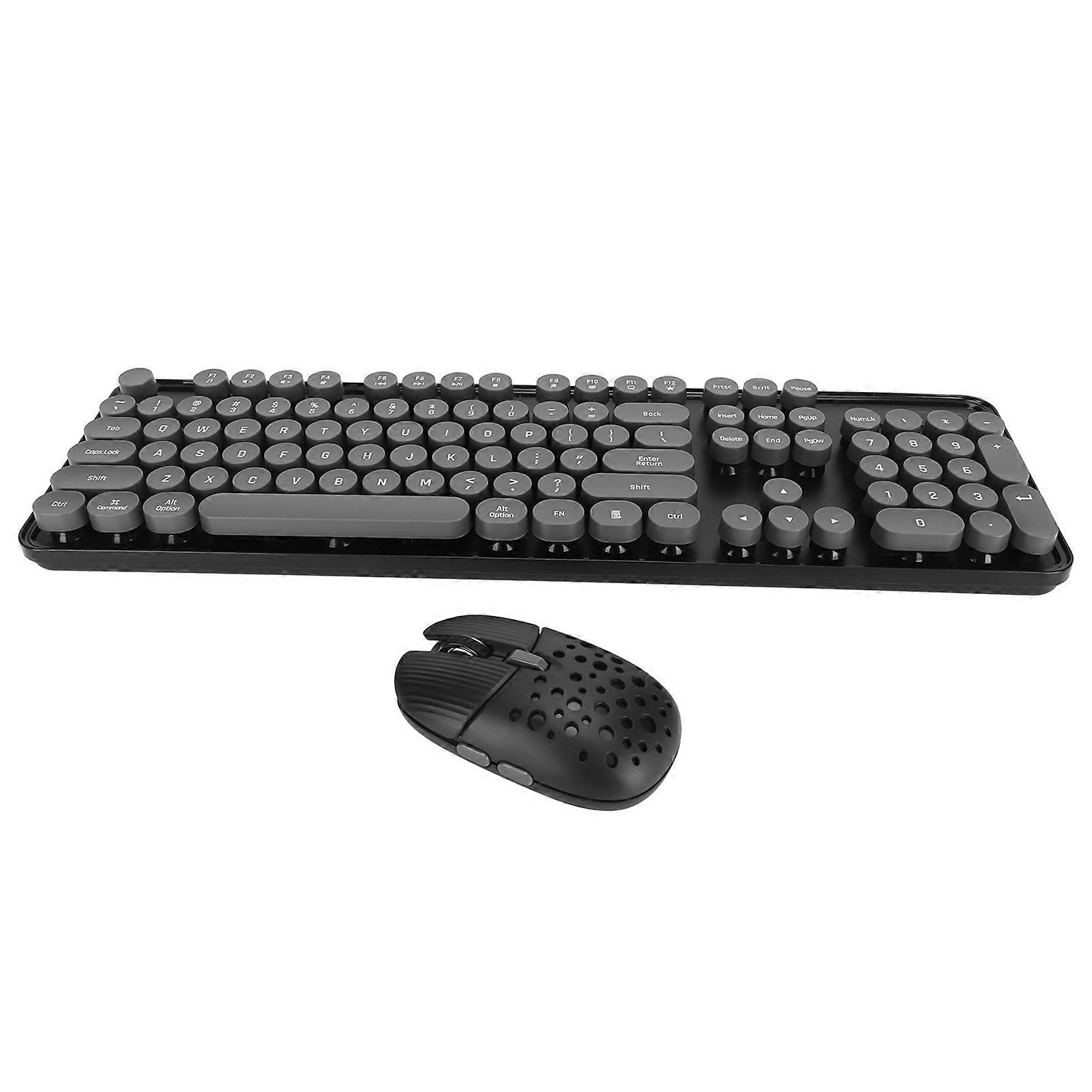 Wireless Keyboard and Mouse Combo Pure Color Retro 2.4G Wireless Keyboard Mouse with Round Keycaps And Numeric Keypad Black Board 
