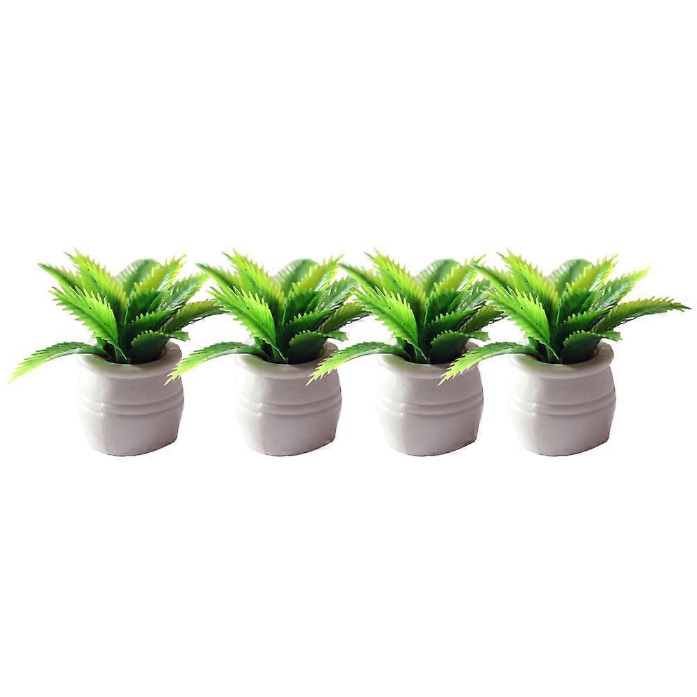 4pcs Mini Simulated Bonsai Artificial Potted Plants for Indoor Decoration – Lifelike Desktop Ornament for Home and Office Design