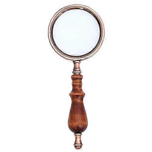 Lupe with wooden handle, retro magnifying glass, small print, magnification, hand magnifier, gift, 88 mm x 225 mm, toy, games