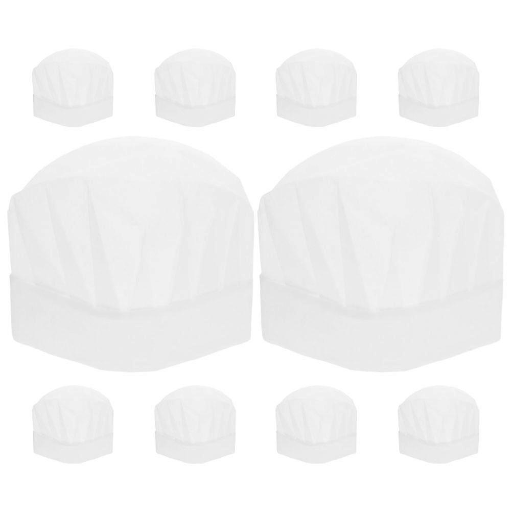 10pcs Disposable Chef Hats, Pastry Caps for Cooking, Baking, Birthday Parties, Fun Events